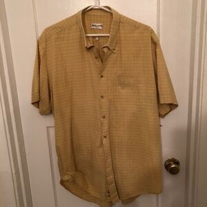 Mustard coloured plaid short sleeve Pierre Cardin xxl button up shirt - used